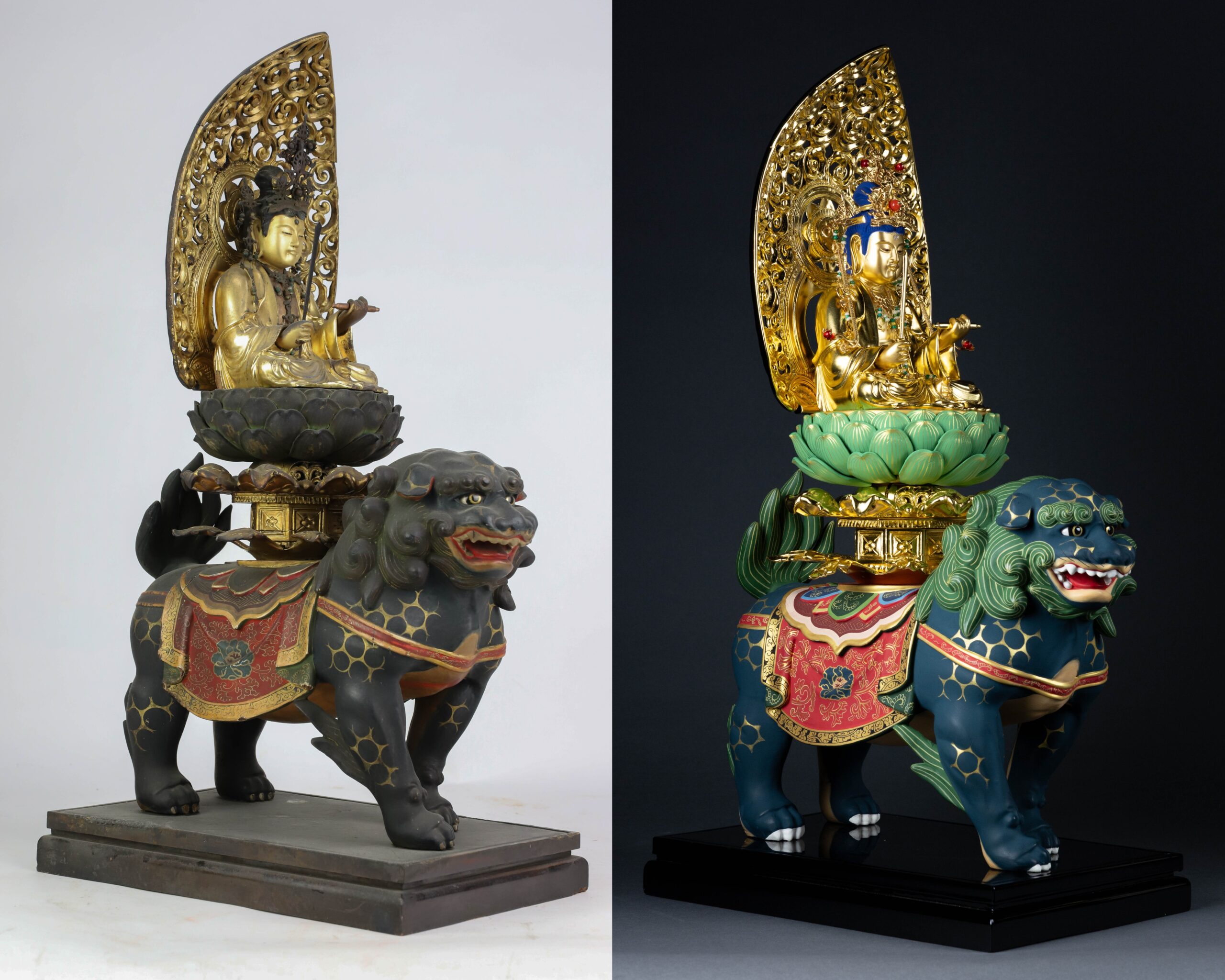 不動明王と文殊・普賢菩薩の修復が完了しました。